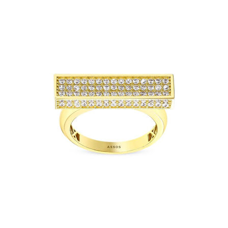 Taşlı Tasarım Altın Yüzük - 14K - 4.03gr