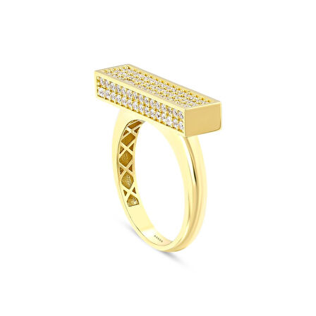 Taşlı Tasarım Altın Yüzük - 14K - 4.03gr