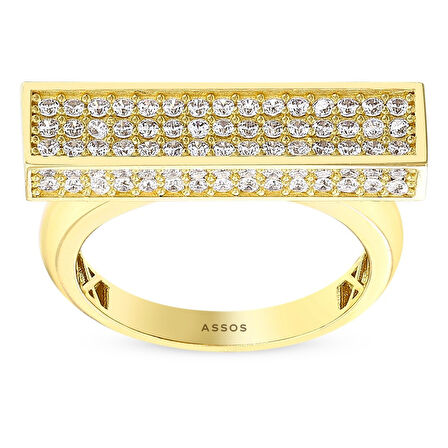 Taşlı Tasarım Altın Yüzük - 14K - 4.03gr