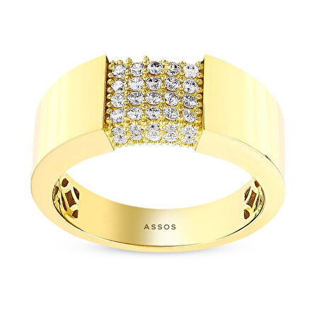 Taşlı Tasarım Altın Yüzük - 14K - 3.04gr