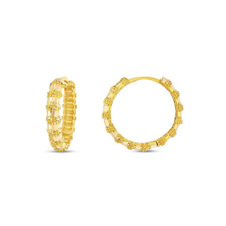 Tasarım Altın Halka Küpe - 14K - 3.18gr