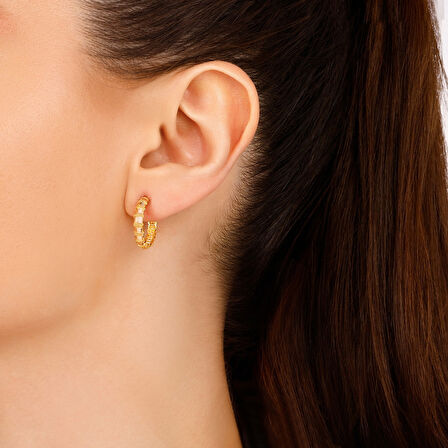 Tasarım Altın Halka Küpe - 14K - 3.18gr