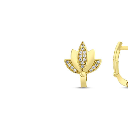 Lotus Altın Küpe - 14K - 2.60gr