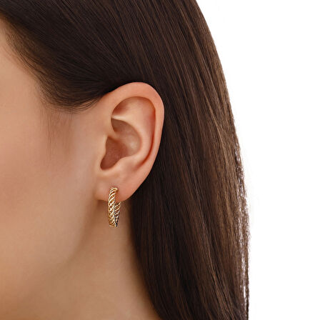 Altın Halka Küpe - 14K - 2.92gr