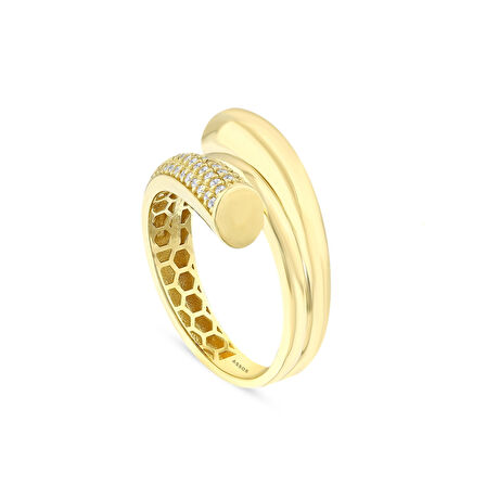 Taşlı Tasarım Altın Yüzük - 14K - 3.42gr