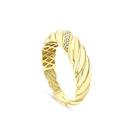 Taşlı Tasarım Altın Yüzük - 14K - 2.06gr