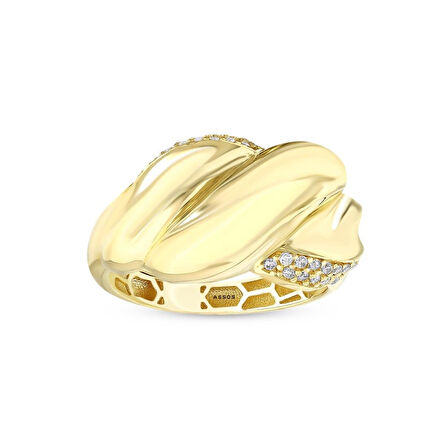 Taşlı Tasarım Altın Yüzük - 14K - 3.30gr