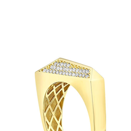 Taşlı Tasarım Altın Yüzük - 14K - 2.17gr