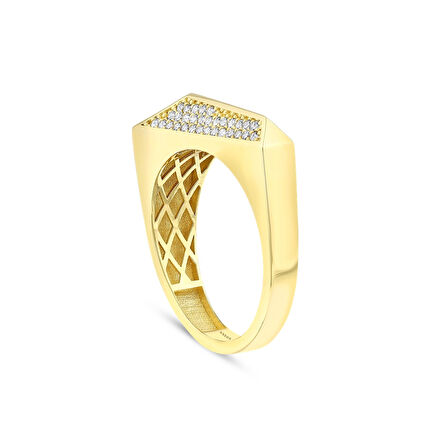 Taşlı Tasarım Altın Yüzük - 14K - 2.17gr