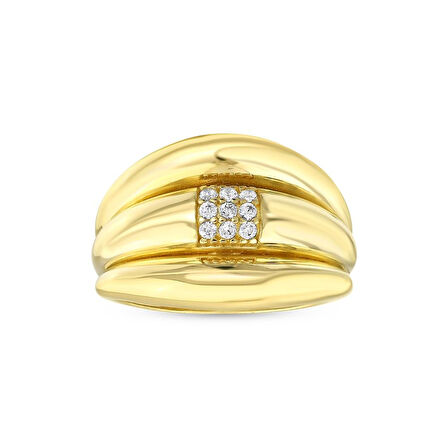 Taşlı Tasarım Altın Yüzük - 14K - 3.47gr