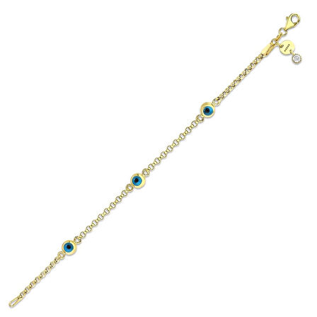 Nazar Boncuklu Altın Çocuk Bileklik - 14K - 3.14gr