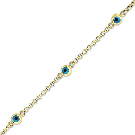 Nazar Boncuklu Altın Çocuk Bileklik - 14K - 3.14gr