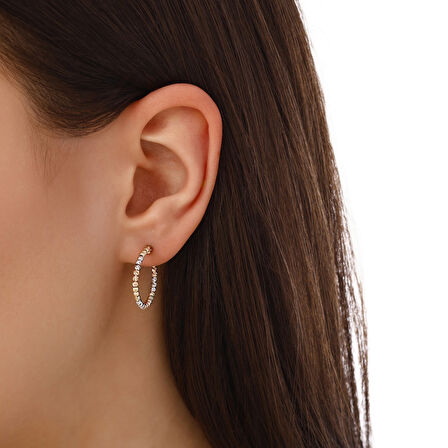 Altın Halka Küpe - 14K - 2.53gr