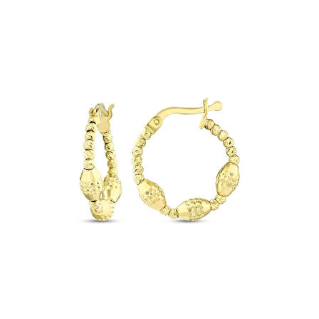 Tasarım Altın Halka Küpe - 14K - 3.08gr