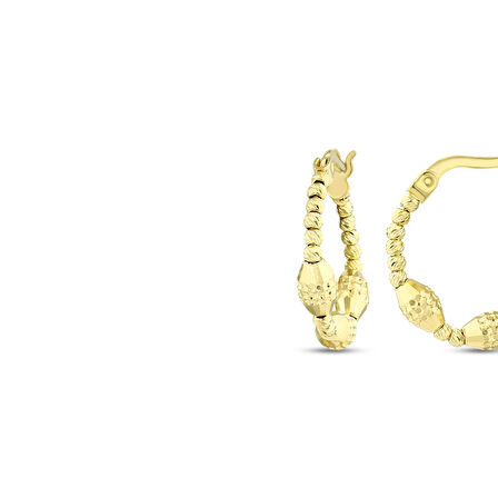 Tasarım Altın Halka Küpe - 14K - 3.08gr
