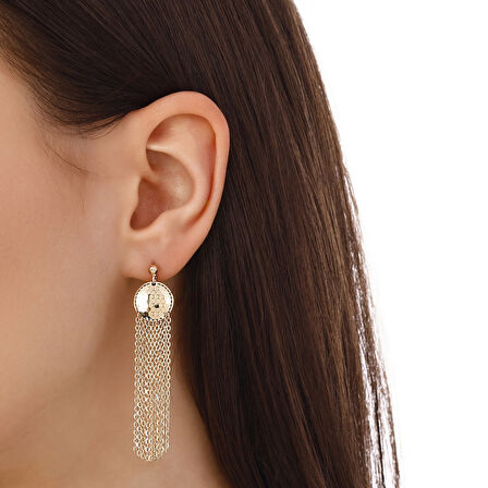 Tasarım Altın Küpe - 14K - 4.92gr