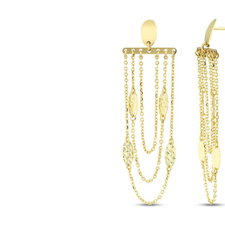 Tasarım Altın Küpe - 14K - 3.40gr