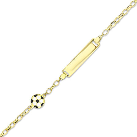 Futbol Topu Figürlü Altın Çocuk Künye - 14K