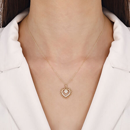 Kalp Figürlü Altın Kolye - 14K - 2.42gr