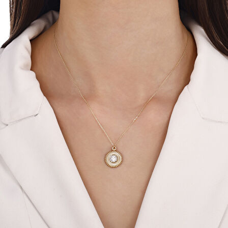 Tasarım Altın Kolye - 14K - 2.63gr