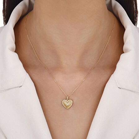 Kalp Figürlü Altın Kolye - 14K - 1.98gr