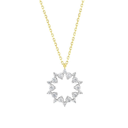 Taşlı Altın Kolye - 14K - 2.34gr