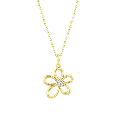 Çiçek Figürlü Altın Kolye - 14K - 1.92gr