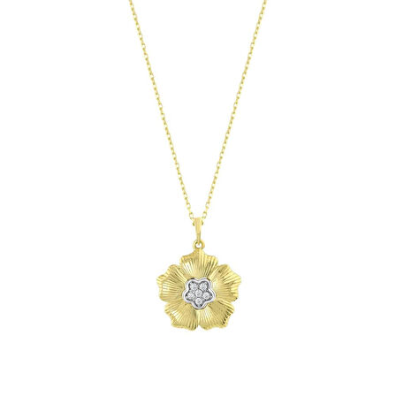 Çiçek Figürlü Altın Kolye - 14K - 2.41gr