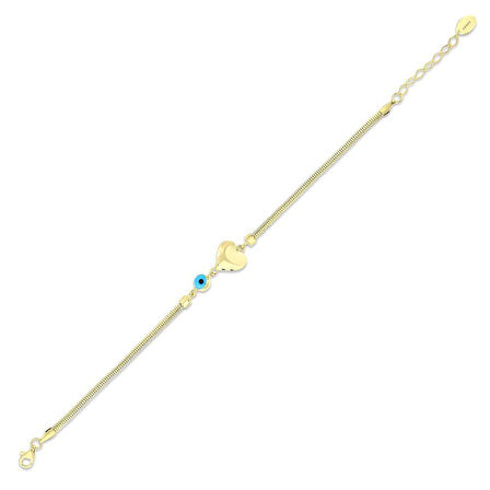 Kalp Figürlü Altın Bileklik - 14K - 3.66gr