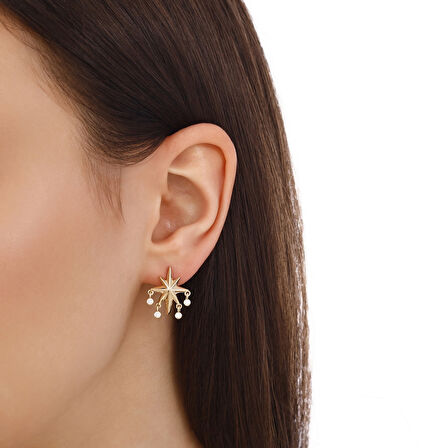 Kutup Yıldızı Altın Küpe - 14K - 3.42gr