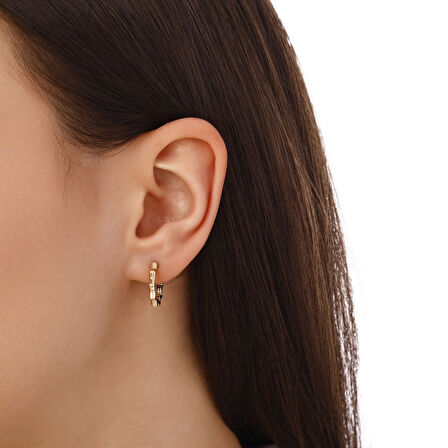 Zikzak Altın Halka Küpe - 14K - 1.95gr