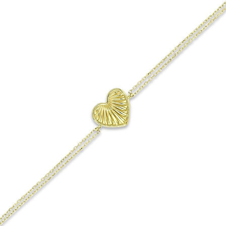 Kalp Figürlü Altın Bileklik - 14K - 1.84gr