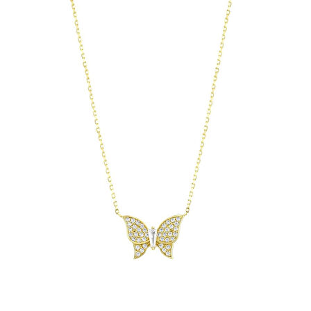 Kelebek Figürlü Altın Kolye - 14K - 1.86gr
