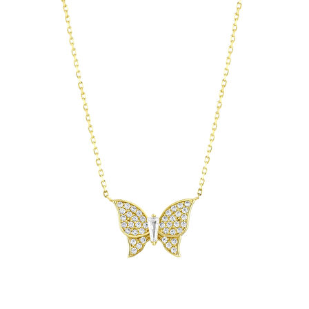 Kelebek Figürlü Altın Kolye - 14K - 1.86gr