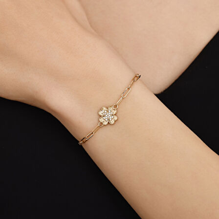 Çiçek Figürlü Altın Bileklik - 14K - 1.98gr