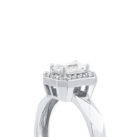 Altın Baget Taşlı Tasarım Yüzük - 14K