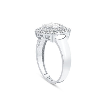 Altın Baget Taşlı Tasarım Yüzük - 14K