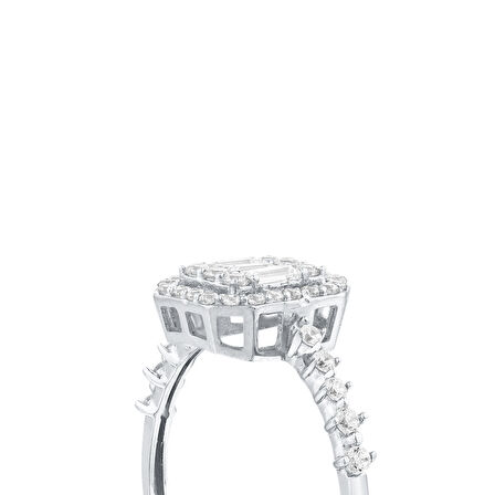 Altın Baget Taşlı Tasarım Yüzük - 14K