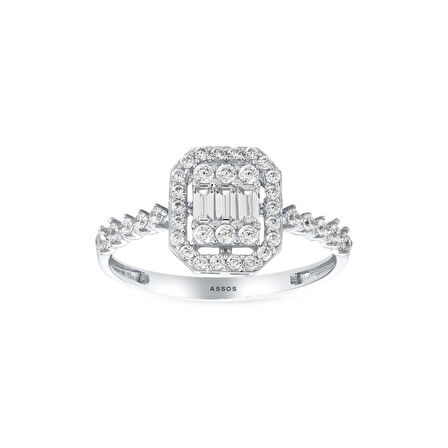 Altın Baget Taşlı Tasarım Yüzük - 14K