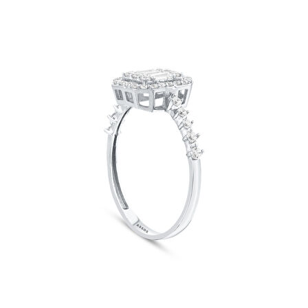 Altın Baget Taşlı Tasarım Yüzük - 14K