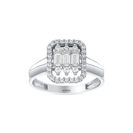 Altın Baget Taşlı Tasarım Yüzük - 14K