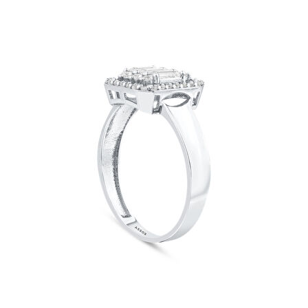 Altın Baget Taşlı Tasarım Yüzük - 14K