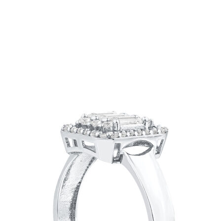 Altın Baget Taşlı Tasarım Yüzük - 14K