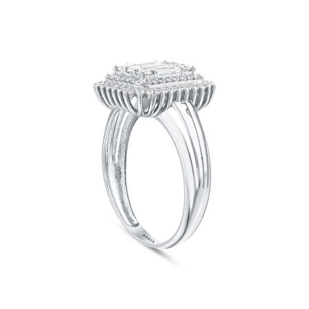 Altın Baget Taşlı Tasarım Yüzük - 14K