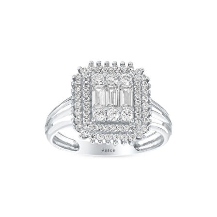 Altın Baget Taşlı Tasarım Yüzük - 14K