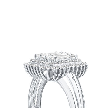 Altın Baget Taşlı Tasarım Yüzük - 14K