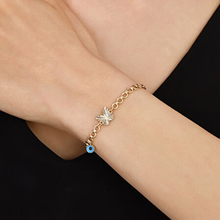 Kelebek Figürlü Tasarım Bileklik - 14K - 3.41gr