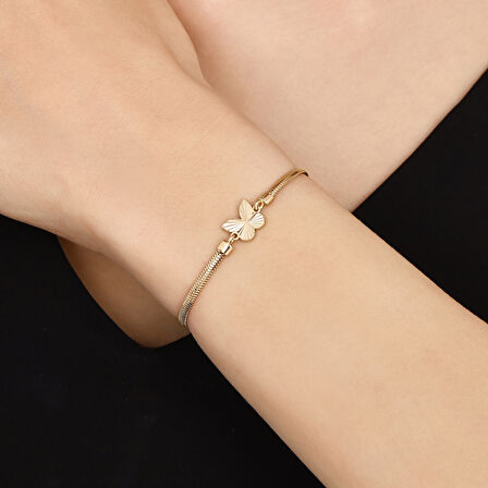 Kelebek Figürlü Tasarım Bileklik - 14K - 3.55gr