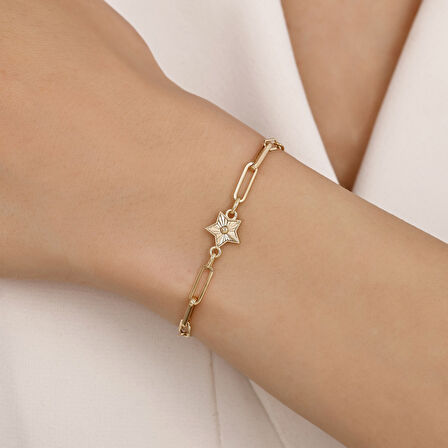 Yıldız Figürlü Tasarım Altın Bileklik - 14K