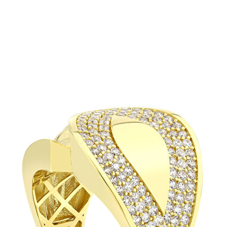 Altın Taşlı Tasarım Yüzük - 14K